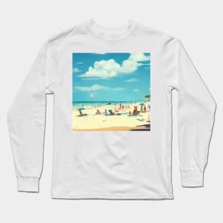 Beachgoers In Watercolors Long Sleeve T-Shirt